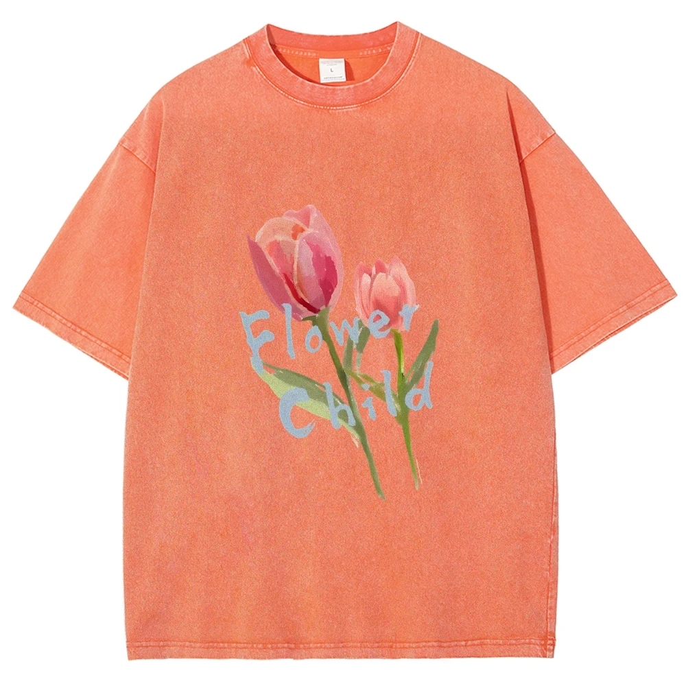 Women’ y2k Shirt Tulip Blockprint T-shirt Drawing Tulip Floral Child Botanical Flowers Garden Lover Winter Flower Shirt