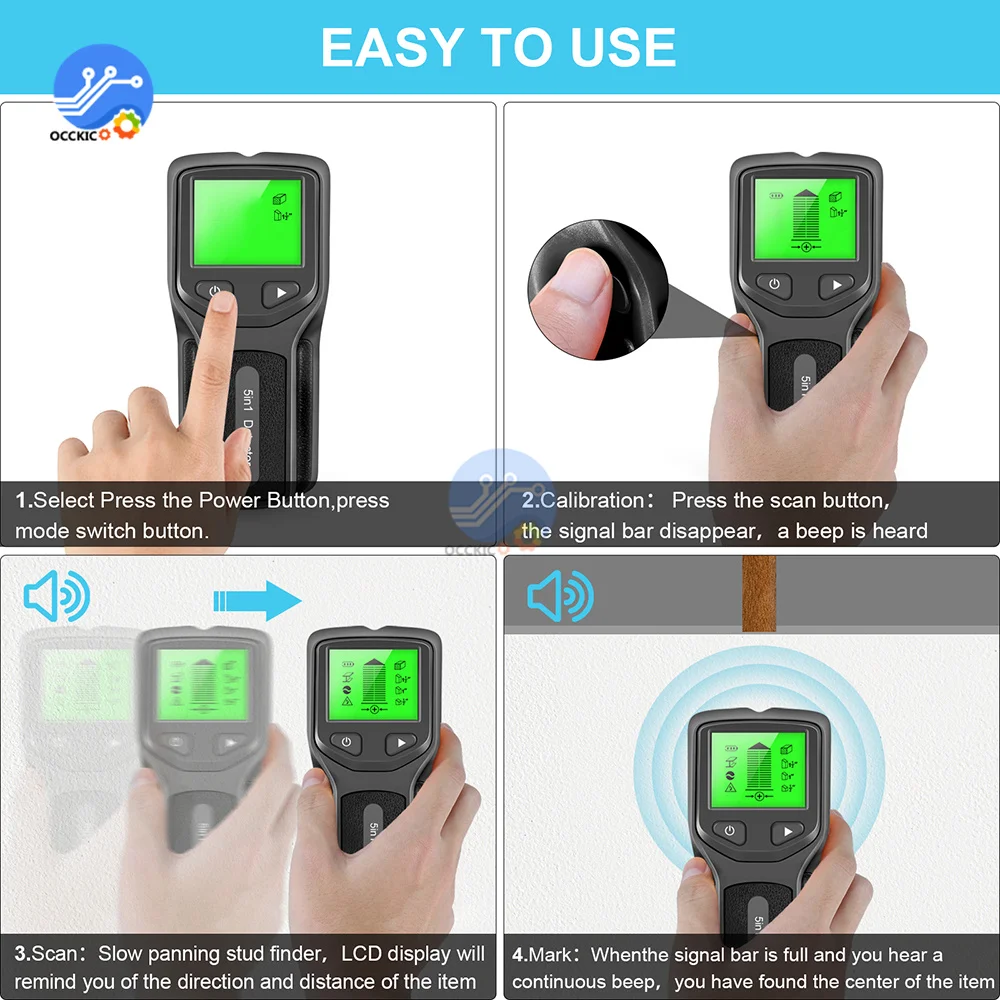 5 In 1 Wall Scanner Electric Detector Finders With Digital LCD Display Multifunctional For Wood AC Wire Metal Studs Detection