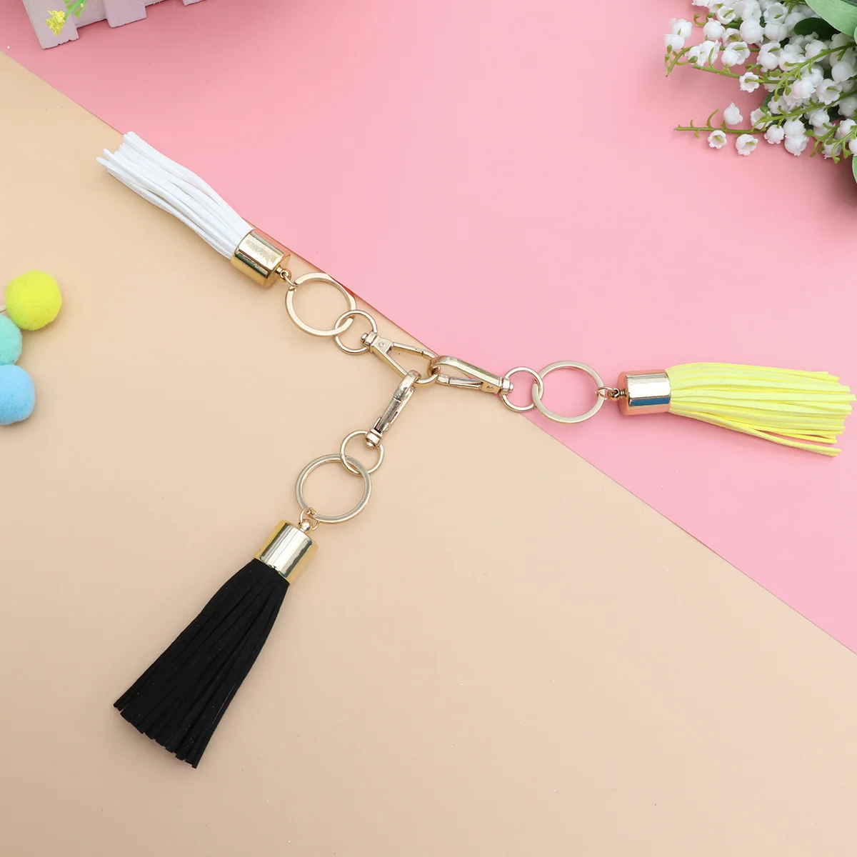 

Tassel Keychains Bright Color Bag Hanging Pendant Decoration Long Use Bag Hanging Decoration Adorable Creative naments Elastic B