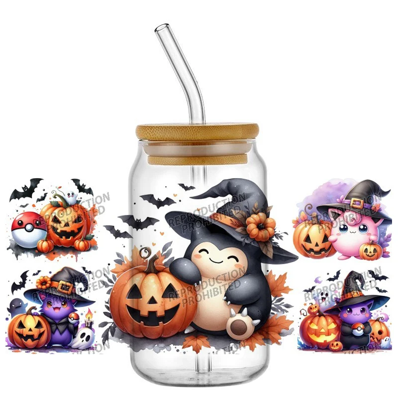 popular anime cartoon character themed Halloween set UV Sticker DIY Decals 3D transfers uvdtf stickers 16oz uv dtf cup wraps