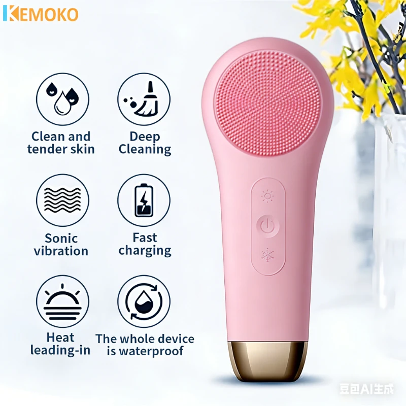 

Facial Cleansing Brush Face Scrubber Waterproof Face Electric Washing Cleanser Brush Silicone Deep Pores Blackhead Cleaning Care