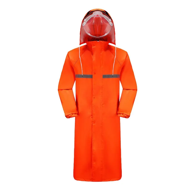 Long one-piece hooded raincoat with full body rain resistance thickened outdoor design, men& women fashion cycling