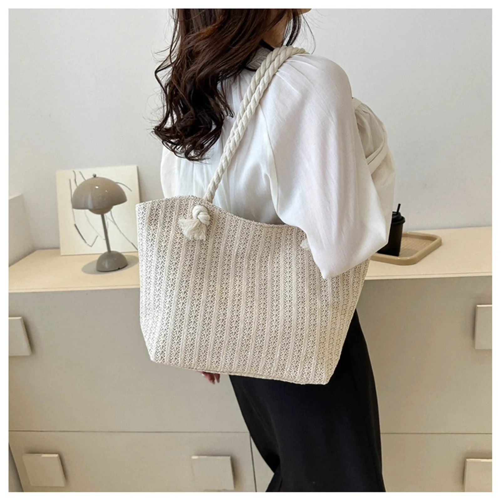 

Summer Straw Tote Bags For Women Weaving Ladies Handbags Designer Travel Large Capacity Beach Shoulder Bag