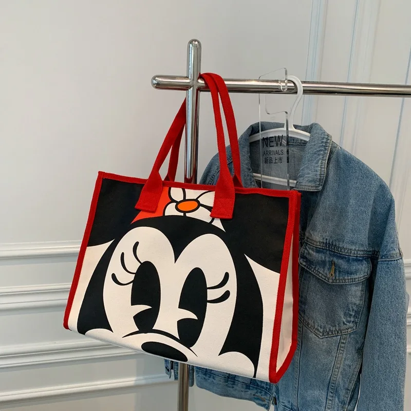 Disney torba o dużej pojemności dziewczęce proste płócienne torby torba na ramię studenckie z nadrukiem duże torby crossbody