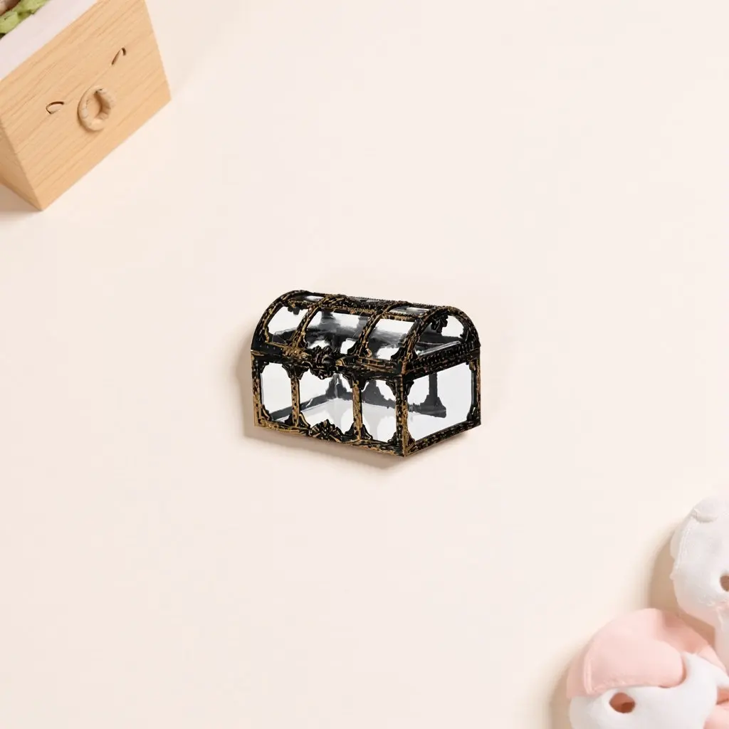 12Pcs Plastic Pirate Gift Boxes Clear Lid Treasure Chest Small Keepsake Storage Box Vintage Party Favor Organizer Candy Holder view 6