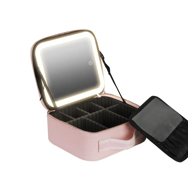 

High quality Large Capacity Cosmetic Bag Cosmetic Case Full Screen Mirror Portable Travel Cosmetics Storage Bag Storage Box