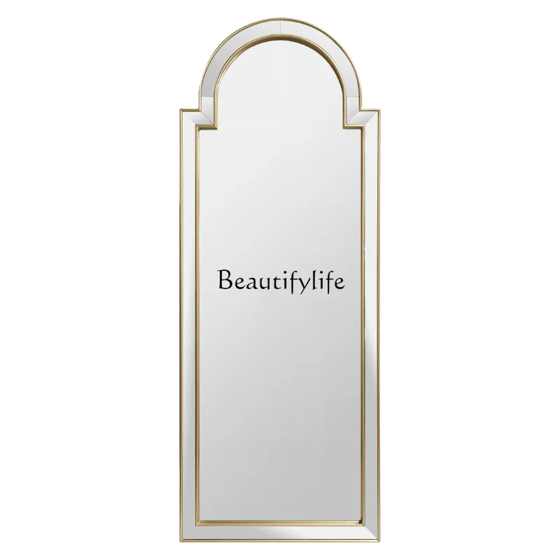 

Light Luxury Floor Mirror Entrance Home Wall-Mounted Bedroom Living Room Wall-Mounted Mirror Arched