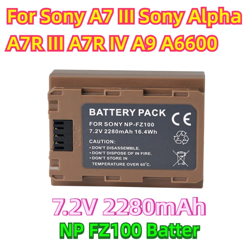 

For Sony A7 III, Sony Alpha A7R III, A7R IV, A9, A6600 NP-FZ100 NPFZ100 NP FZ100 Battery with 5V 1A Type-C Input