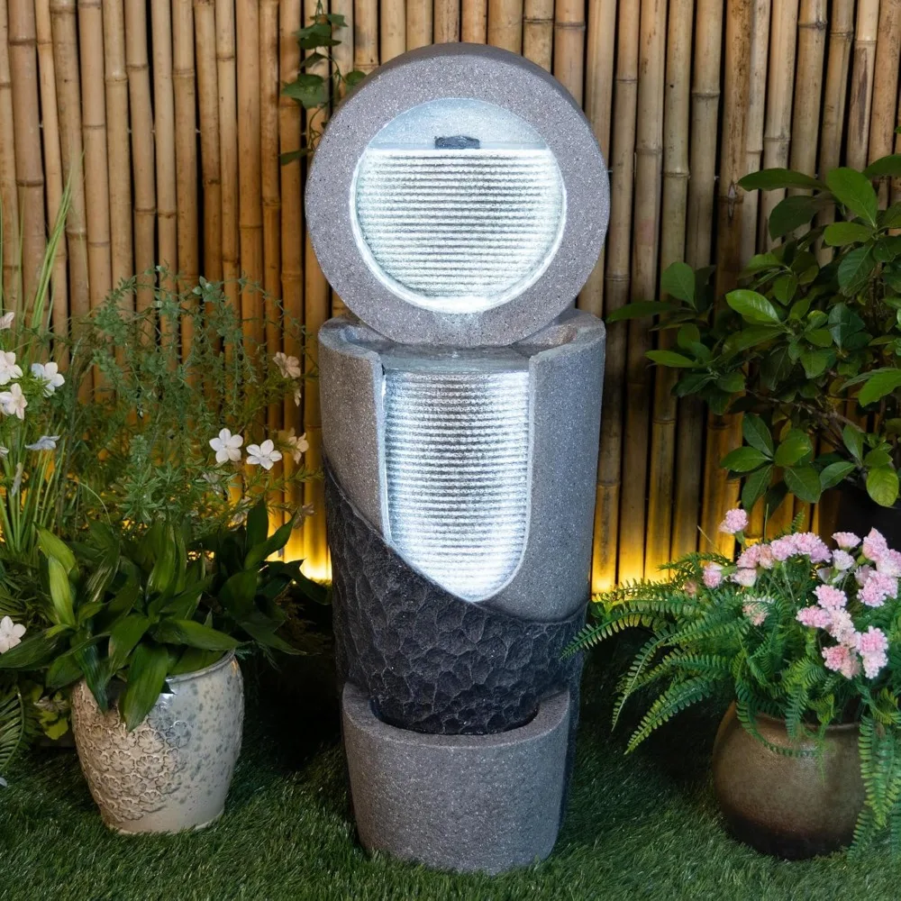 

Уличный фонтан со светодиодной подсветкой, современный садовый фонтан-водопад, патио для декора газона на крыльце