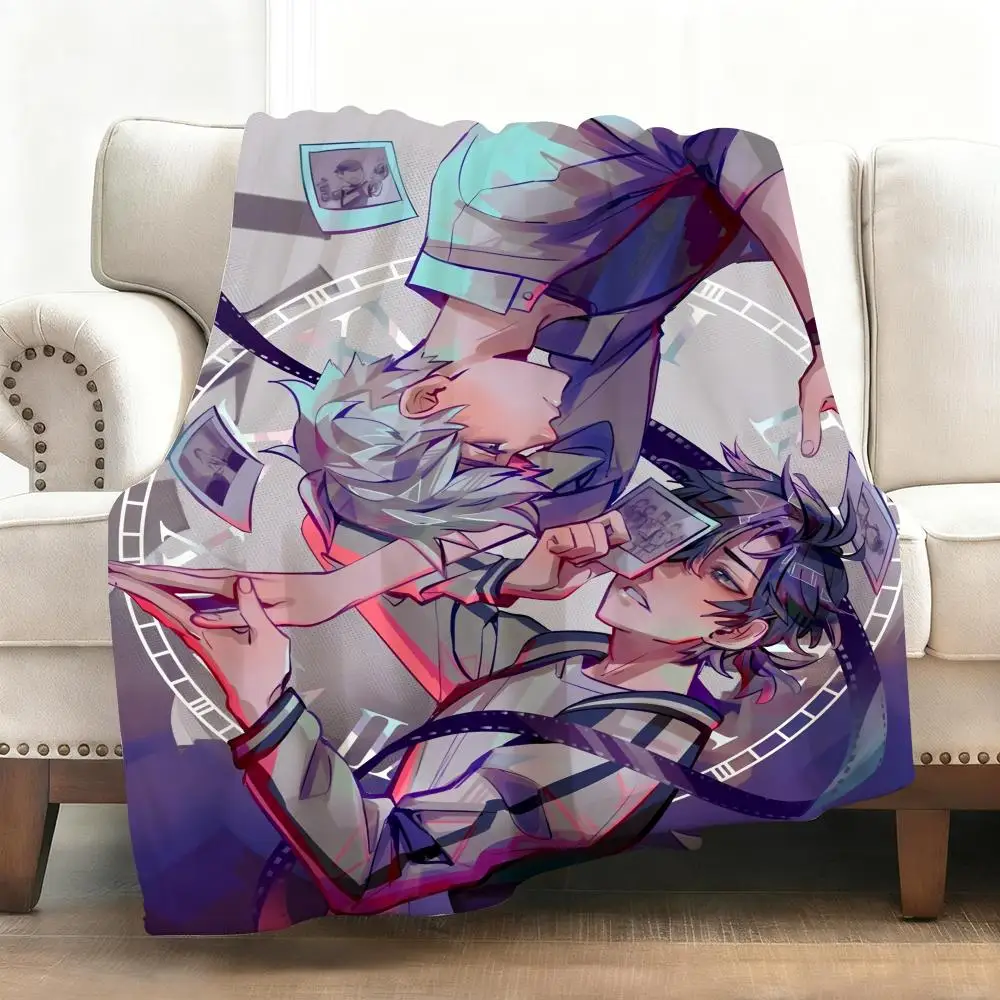 Anime L-Link Click Überwurf, weiche Flanelldecke, warmes Knie, hautfreundlicher Überwurf für Sofa, Büro, Bett, Reisen, Winter, Übergröße