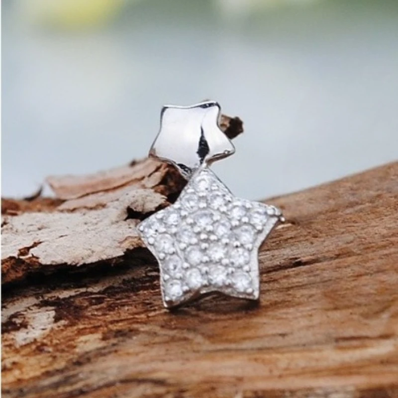 

925 Sterling Silver Five Pointed Star Earrings Zirconia Sophisticated Design Gift for Girls Fashionable Earrings for Women