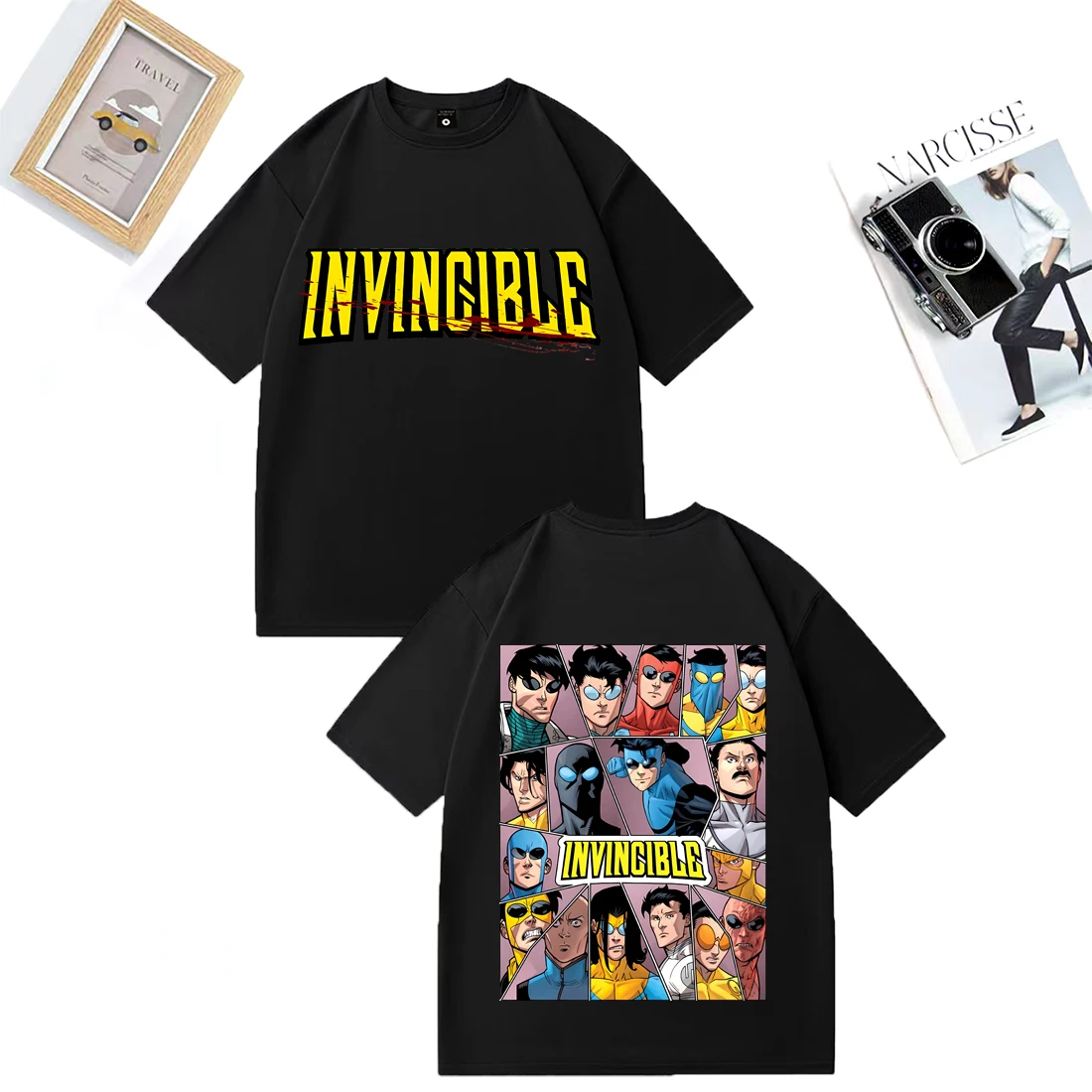 Invincible Mark Superhero T-shirt Men Woman Anime O-Neck Hip Hop streetwear vintage Oversized Cotton short sleeve t-shirts