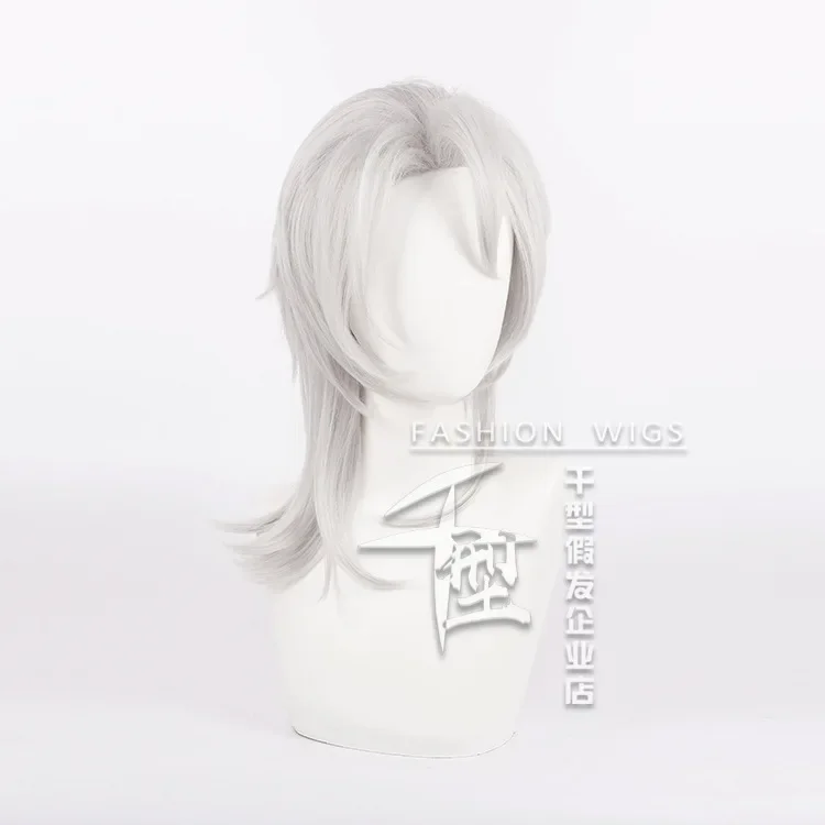 Japanese Anime Uzui Tengen Cosplay Wig Man Woman Silver Synthetic Hair Comic-Con Party Dress Up Wig Carnival Costume Accessories