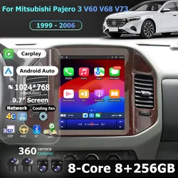Wireless Carplay For Mitsubishi Pajero 3 V60 V68 V73 1999 - 2006 Android 16 Auto Car Radio Multimedia Video player BT 360 Camera