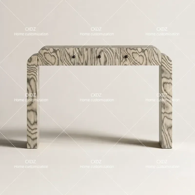Medieval Solid Wood Entrance Table Rectangular Foyer Console Modern Simple End View Table Against The Wall Solid Wood Strip