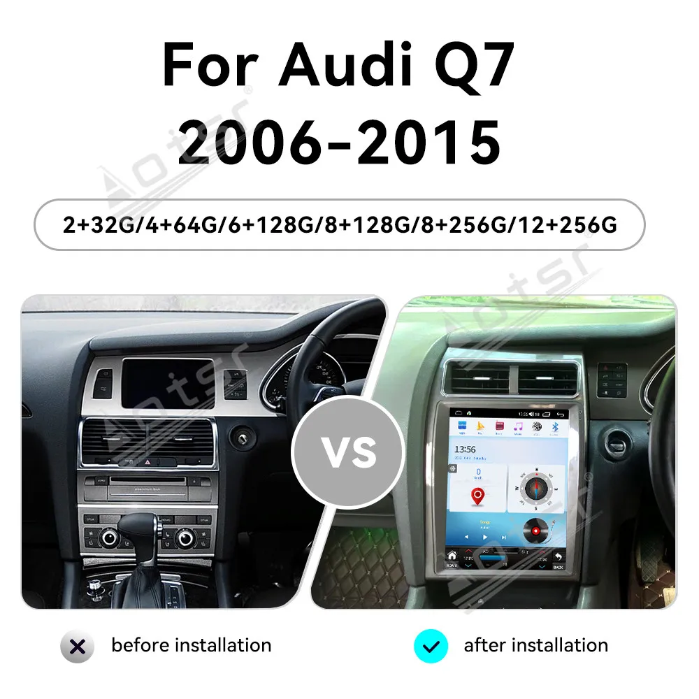 12.1’’ Android 15 For Audi Q7 2006 - 2015 Car Radio GPS Navigation CarPlay HD Screen Multimedia Player