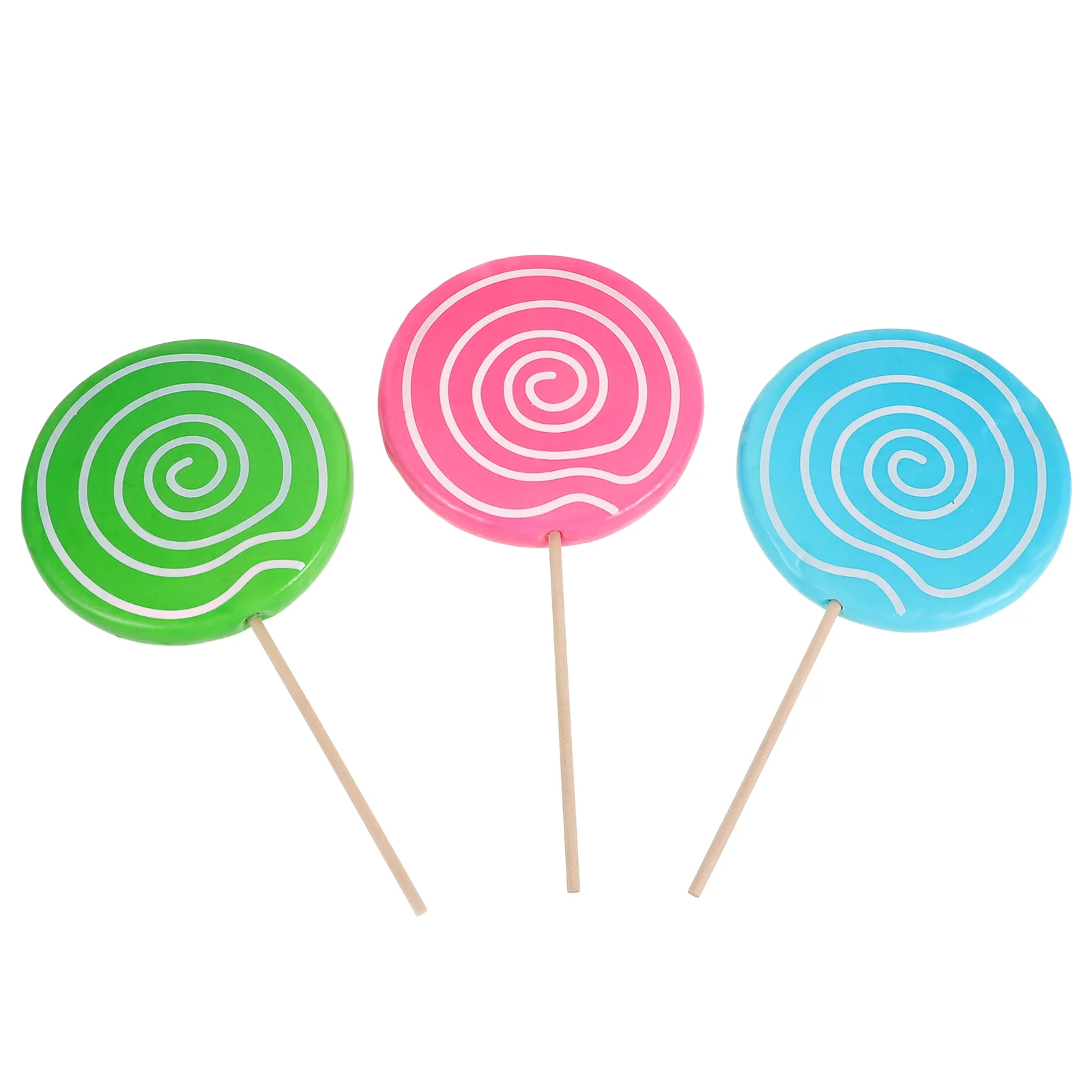 3 Pcs Photo Studio Props Lollipop Fake Decoration Decorative Chocolate Party Candy Decorations Wood Giant Wedding Child