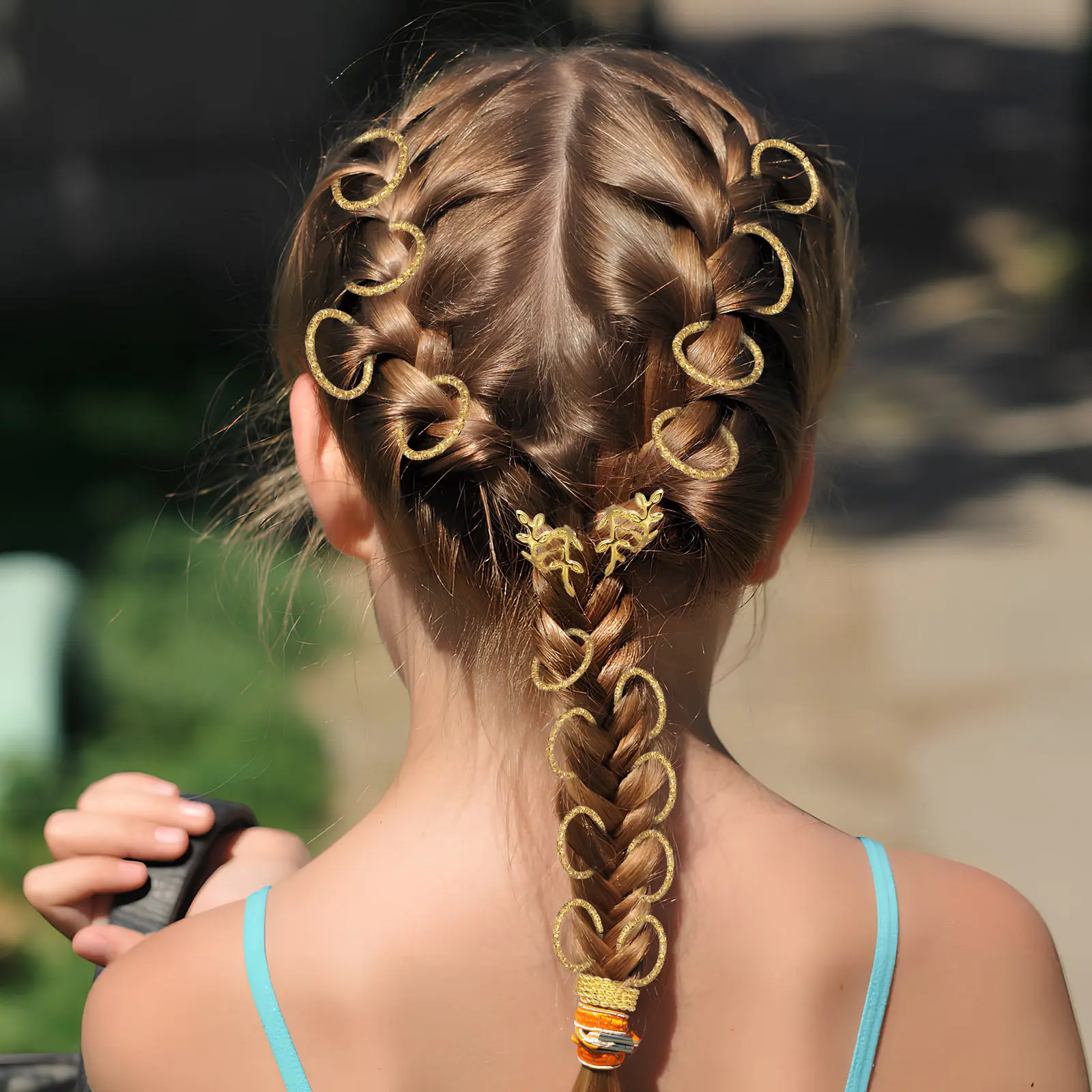 Hair Beads for Braids Metal Braid Accessories Round Heart Star Shapes Easy Thread Hair Jewelry for Women Braids Decorations