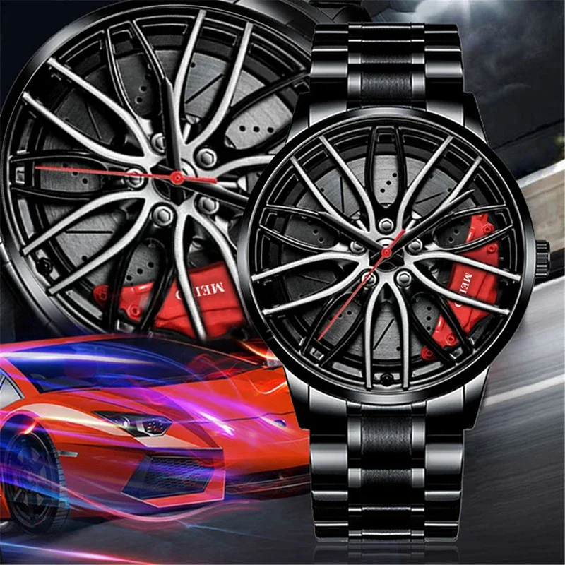 Fashion Mens Luxury Watches Sports Car Watches Sport Rim Hub Wheel Wristwatch Car Quartz Men\'s Watches Creative Watch