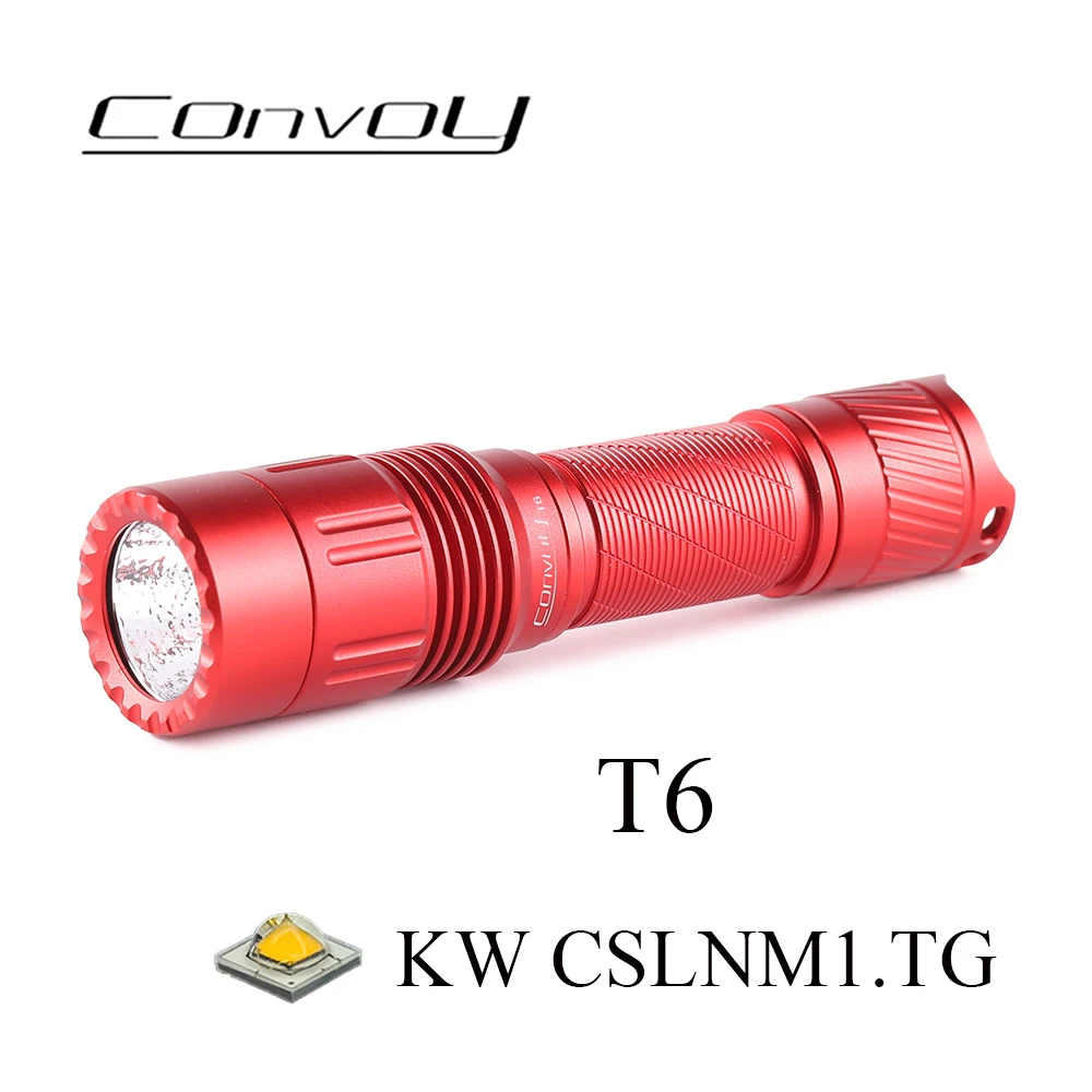 Convoy Red-Lampe de poche portable T6 KW, CSLNM1.TG, AA 14500 Spirit, Outdoor, Randonnée et Braseering