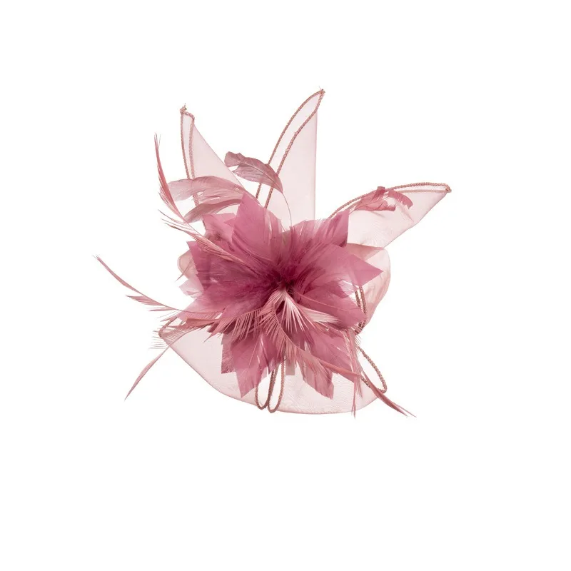 Women Chic Fascinator Hat Cocktail Brooch Wedding Headpiece Church Headwear Party Feather Hair Accessories Sinamay Fascinators