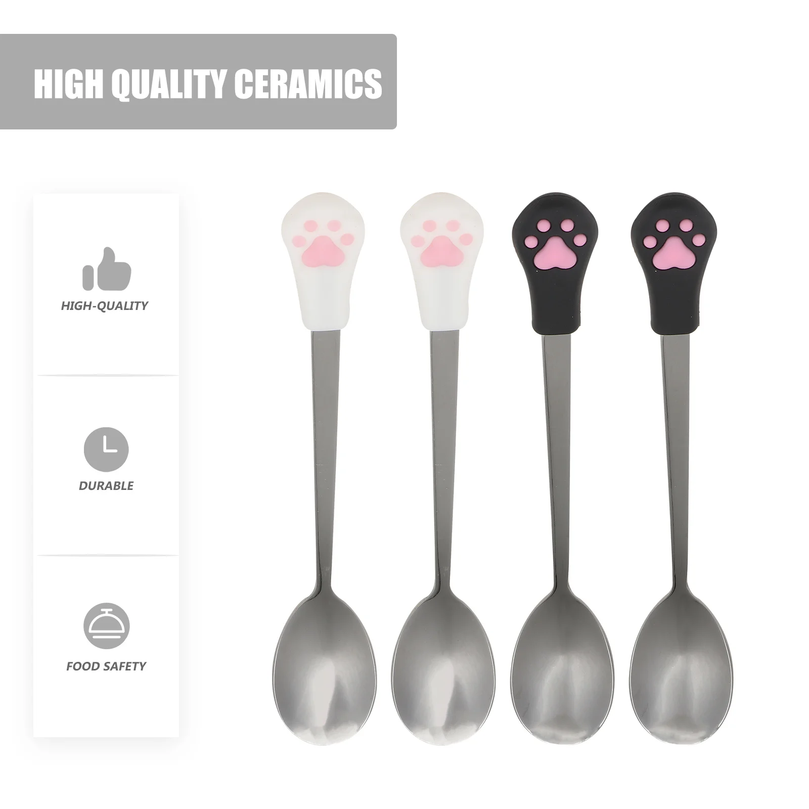 

4pcs Pet Food Spoon Stainless Steel Cat Dog Can Scoop Silicone Handle Durable Wet Food Feeding Tool For Cats Dogs Cat Claw Spoon