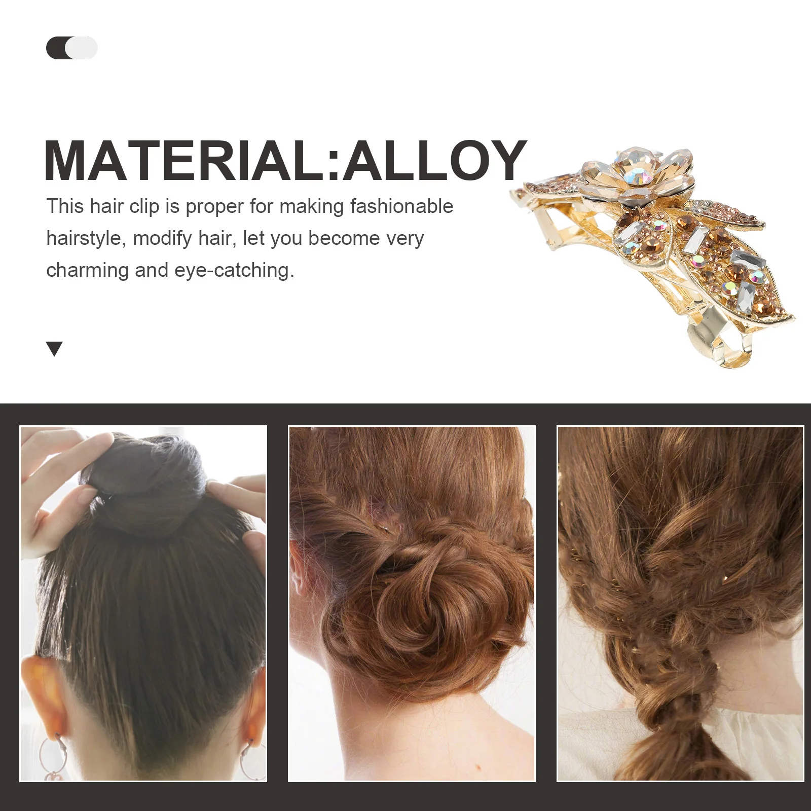 

Metal Spring Rhinestone Hair Clip Women Exquisite Durable Shiny for Wedding Birthday Dating Accessories Fashion Charm