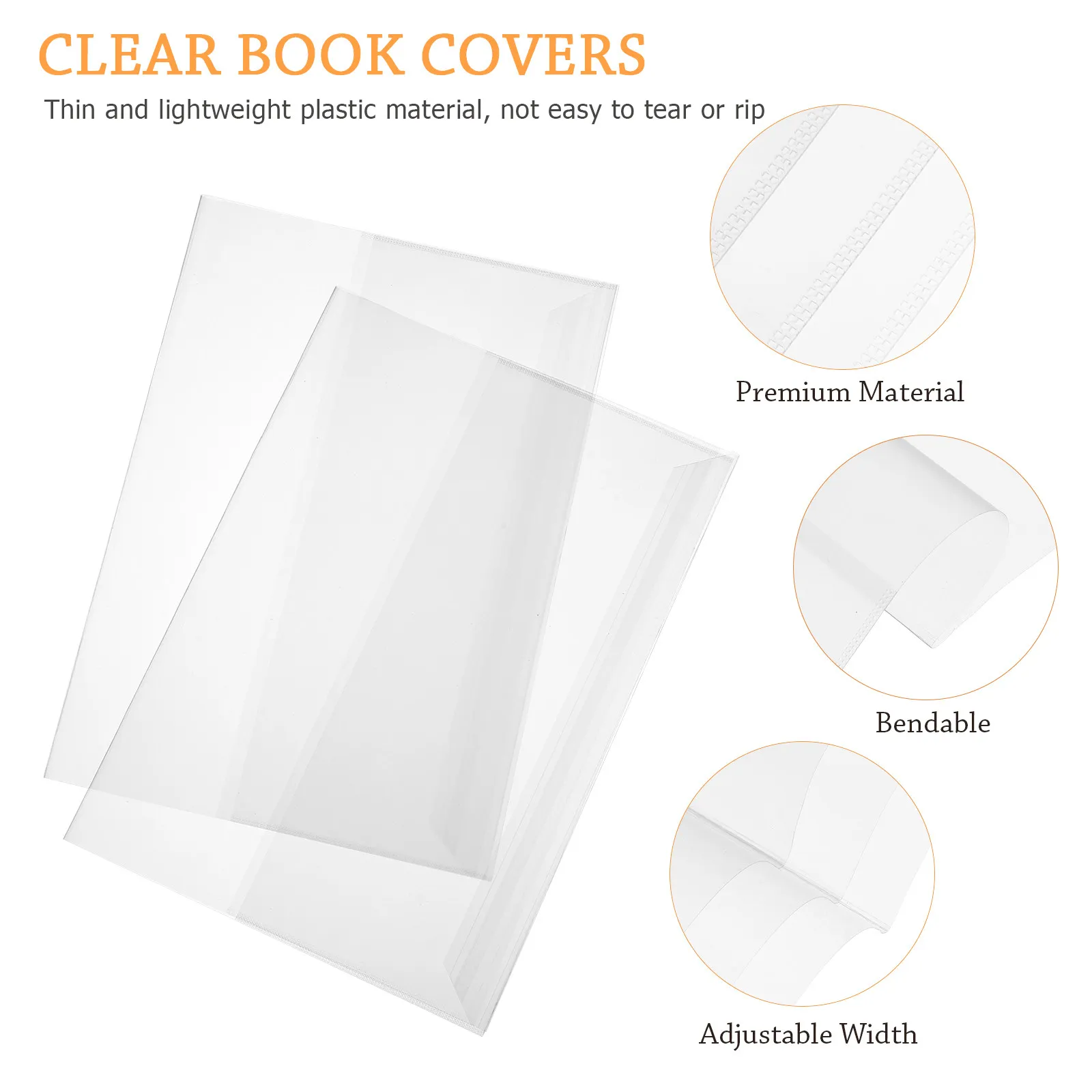 5pcs Waterproof Transparent PP Book Covers for Textbooks – Reusable Clear Protective Slipcases