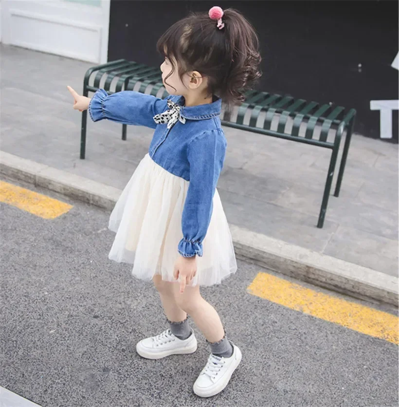 small baby infant girls full sleeve outfits spring summer dot bow mesh dresses newborn clothing kids costume clothes 0-24Month