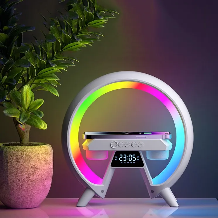 Pengisi daya Multi nirkabel Bluetooth Speaker RGB, alat penerangan penglihatan malam/lampu meja