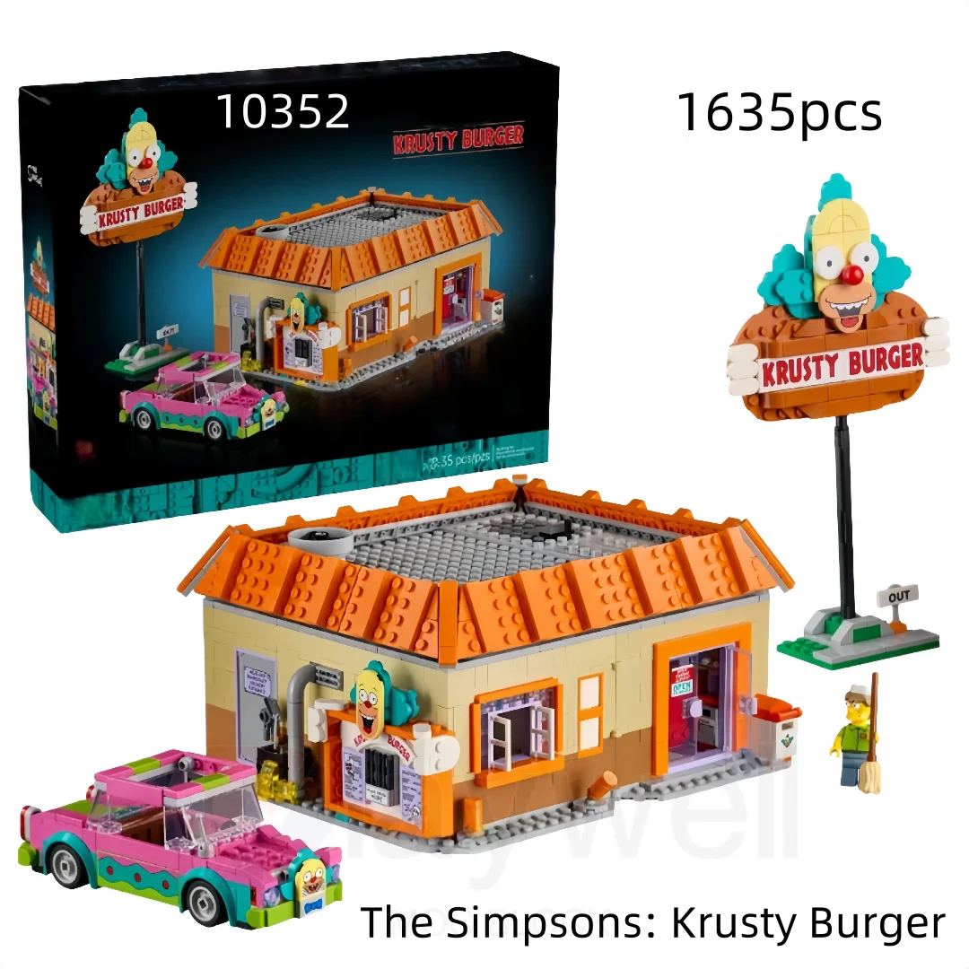

IN STOCK New MOC 10352 Block Krusty Burger Construction 1635pcs Model Building Bricks for Children Christmas Gift Set Toy