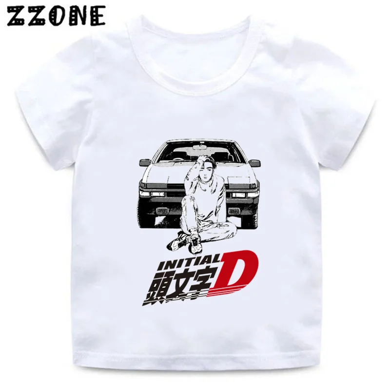 Boys and Girls Anime AE86 Initial D Drift Print T shirt Kids Cool Car Design Clothes Children Baby Summer Short Sleeve T-shirt