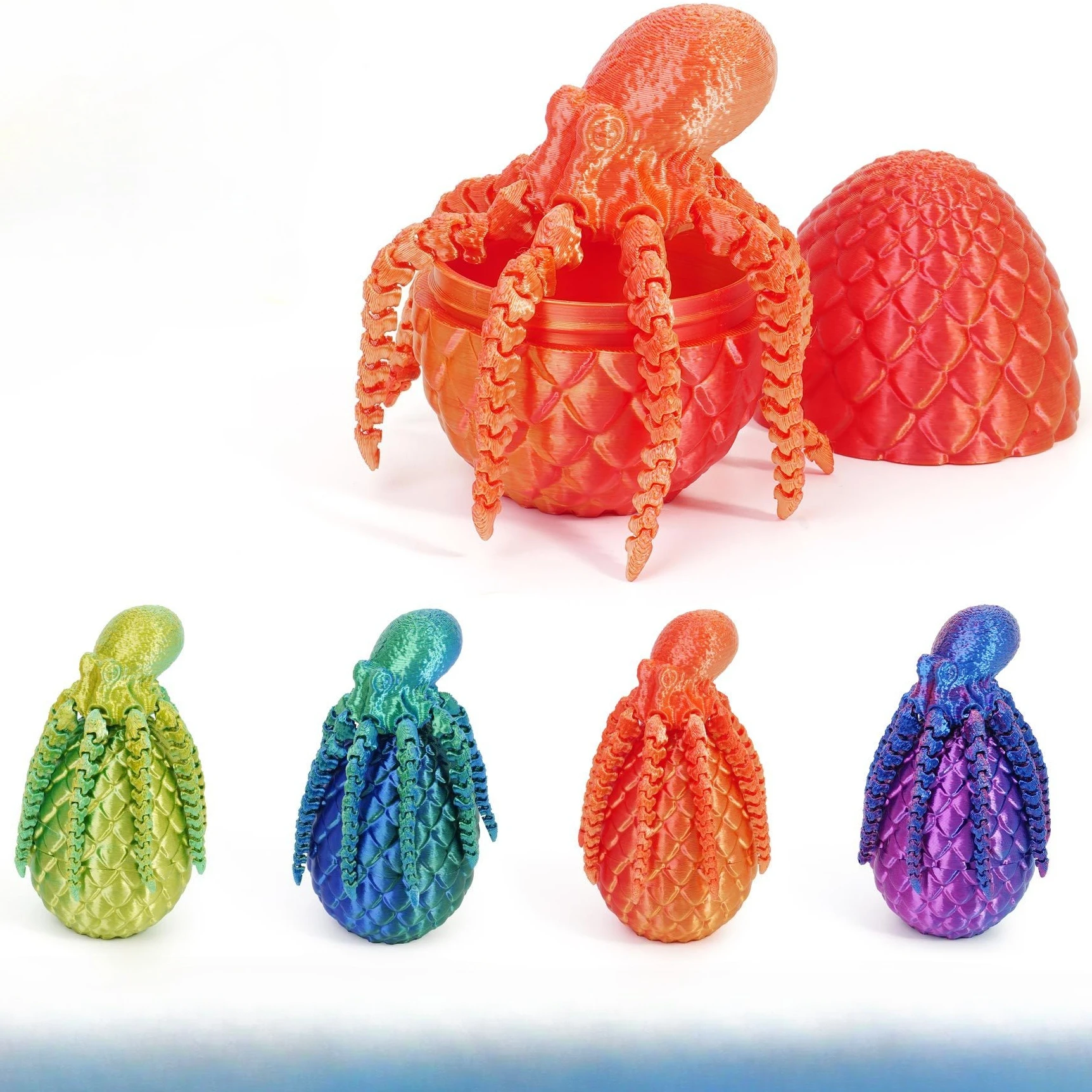 

3D Printed Octopus with Eggs Figurine with Flexible Joints for Home Accessories Decor Mysterious Realistic Octopus Figurine Toy
