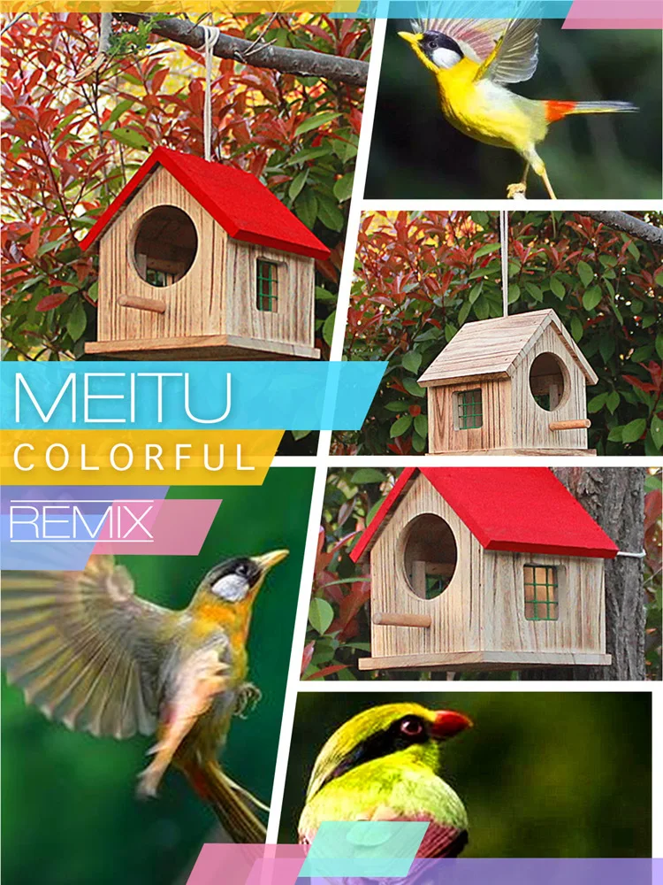 Solid Wood Bird Nest Box, Casa para Pájaros  Weatherproof Insulated Nest Box for Small Birds,nido para pájaros