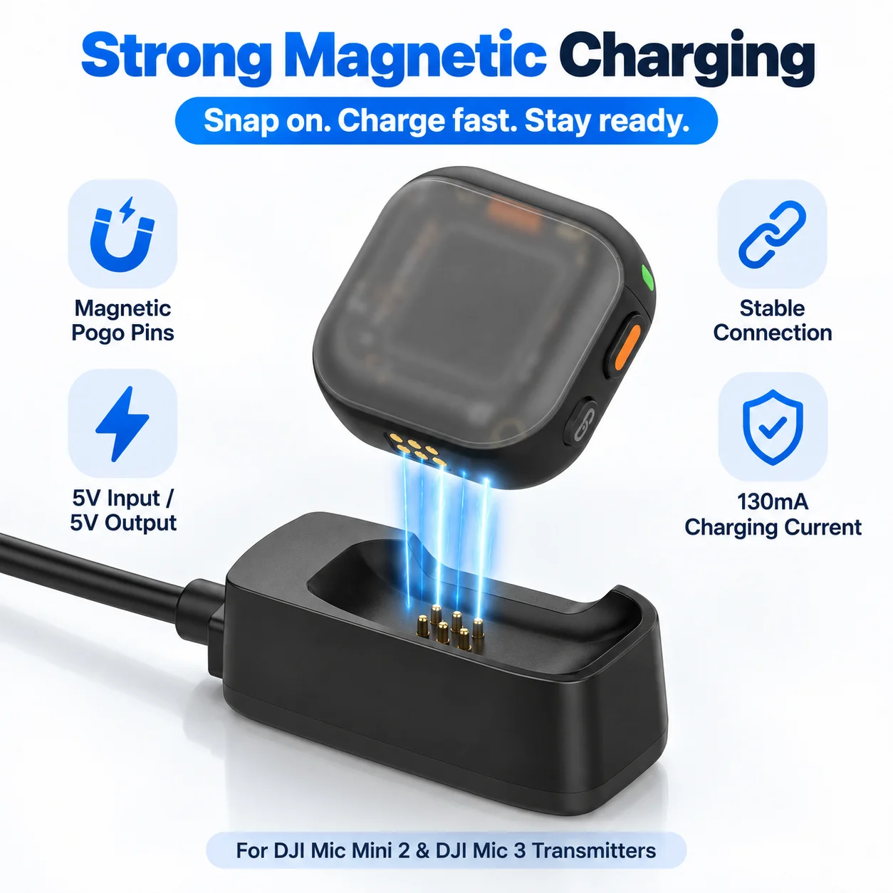 Portable Charging Adapter For DJI Mic For Mini 2 & Mic 3 Wireless Microphone Transmitter Charging Base Microphone Accessories