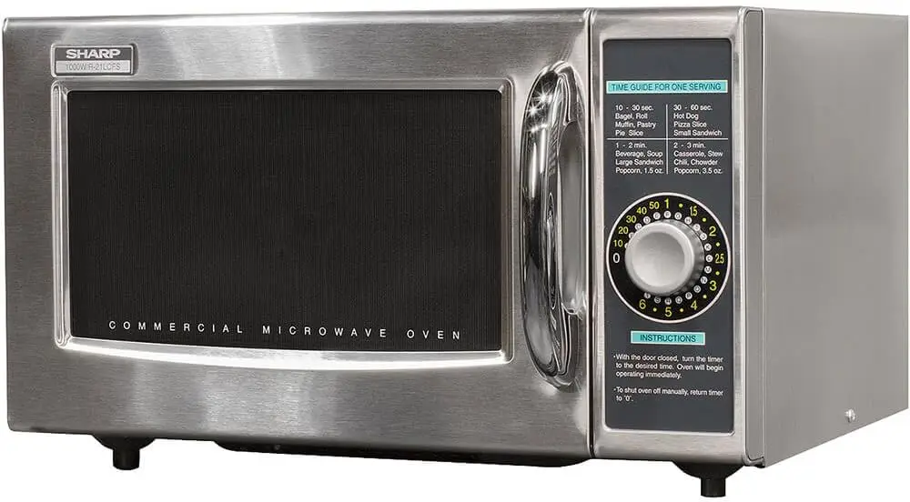 Horno microondas comercial de servicio medio, horno de acero inoxidable con temporizador de Dial, 1000 vatios, 120 Voltios, talla única, R-21LCFS