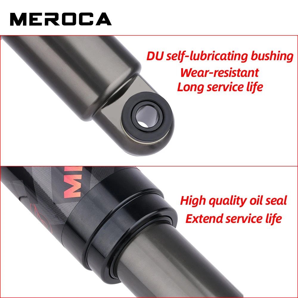 MEROCA Mountain Bike Air Shock Absorber 125mm/150mm/165mm/190mm/200mm Scooter Alloy MTB Folding Bicycle Rear Shock Cycling Parts