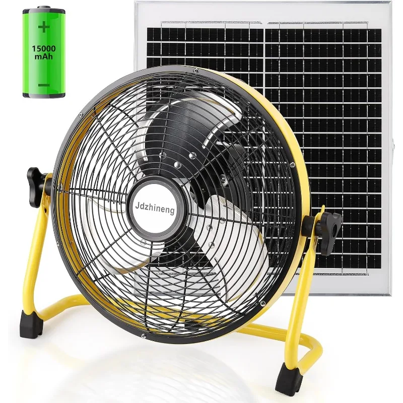 

12" Solar Battery Operated Fan,Portable Solar Powered Fan,Rechargeable Floor Fan with 15000mAh Large Battery, Quiet Operation fo