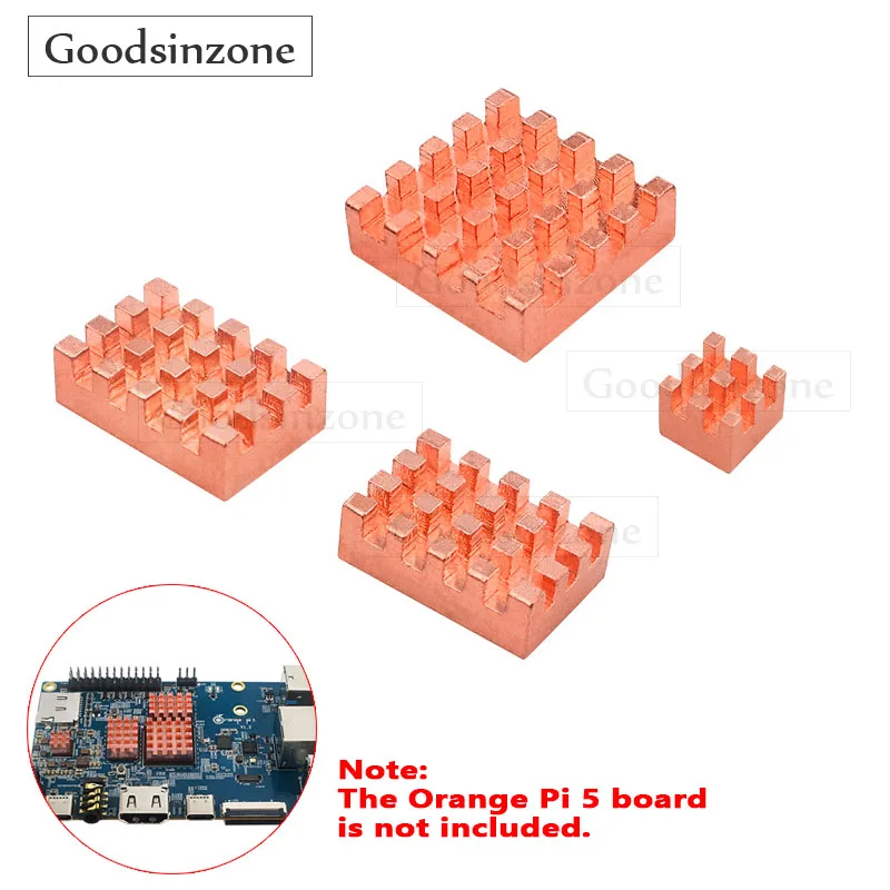 

4 шт./лот для Orange Pi 5, комплект медного радиатора с термопроводящей клейкой лентой, охлаждающий радиатор для Orange Pi 5
