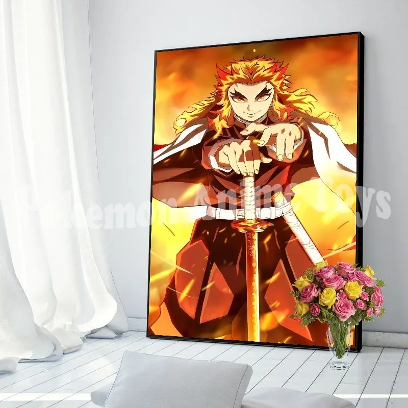 Anime Demon Slayer Canvas Poster Tanjirou Nezuko Kyoujurou Home Wall Art Painting Prints Pictures Kids Bedroom Decor Mural Gifts