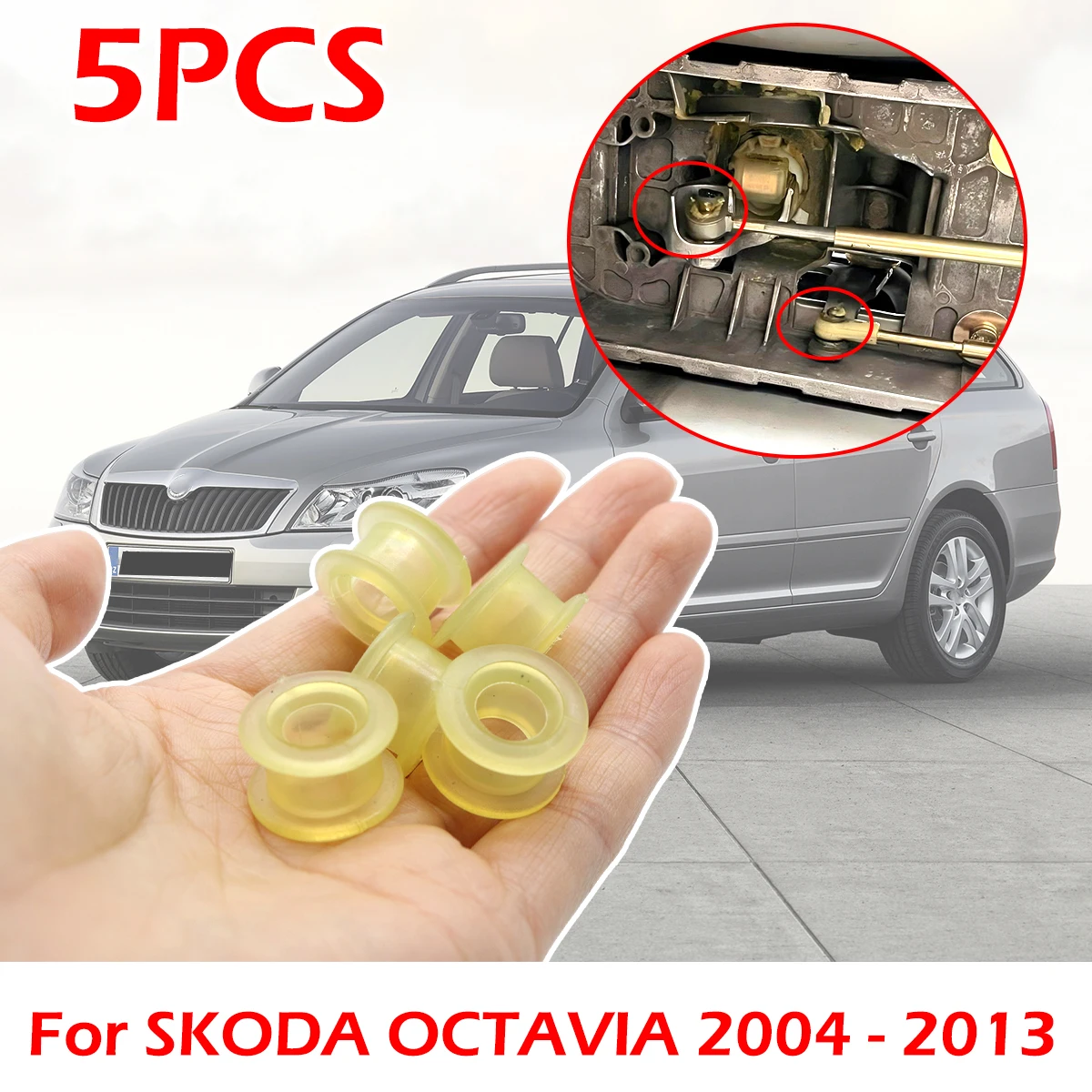 

5Pcs Manual Gear Shift Lever Cable Bushing Repair Kit Gearbox Selector End Linkage Rubber Sleeve Clip For SKODA OCTAVIA 04-2013