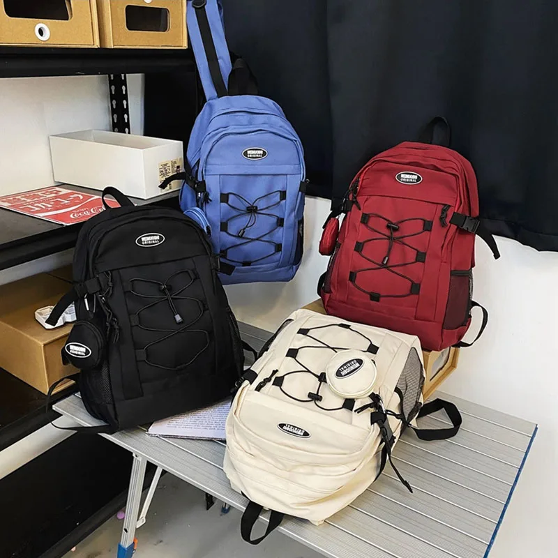 Casual Multi-pocket Backpack Women Waterproof Large Capacity School Bag College Students Bookbag Travel Sports Rucksack XA383C