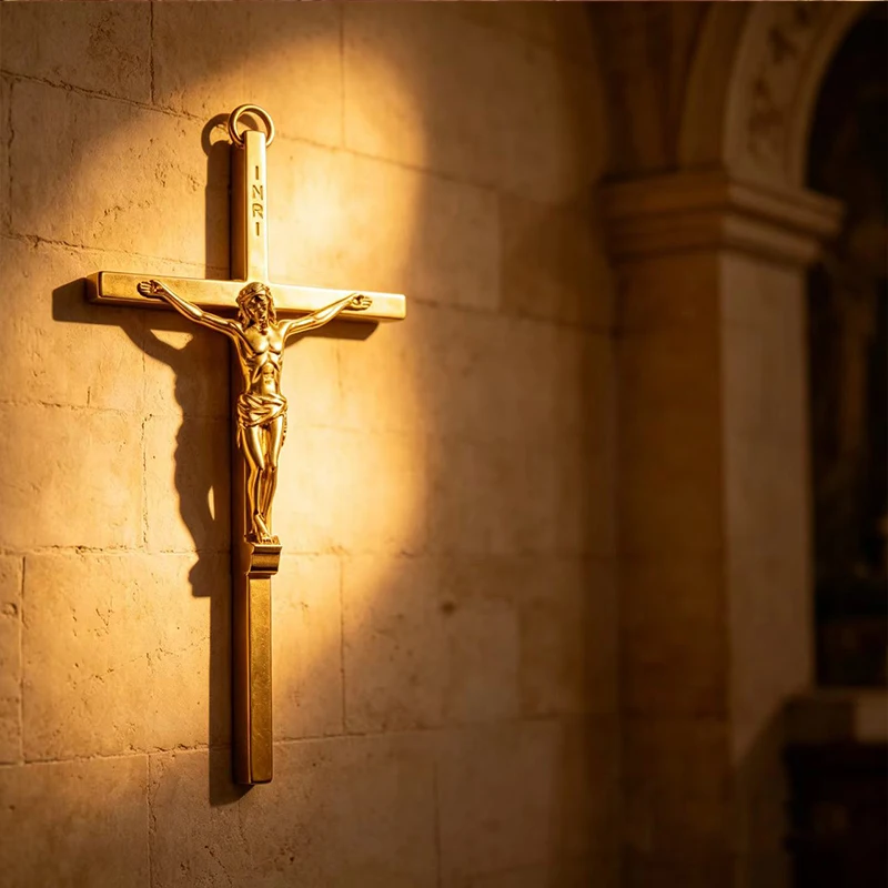 

New 15cm Gold Plated Jesus Crucifix Cross Pendant for Wall Hanging Church Home Altar Prayer Christian Religious Gift Decor Acc