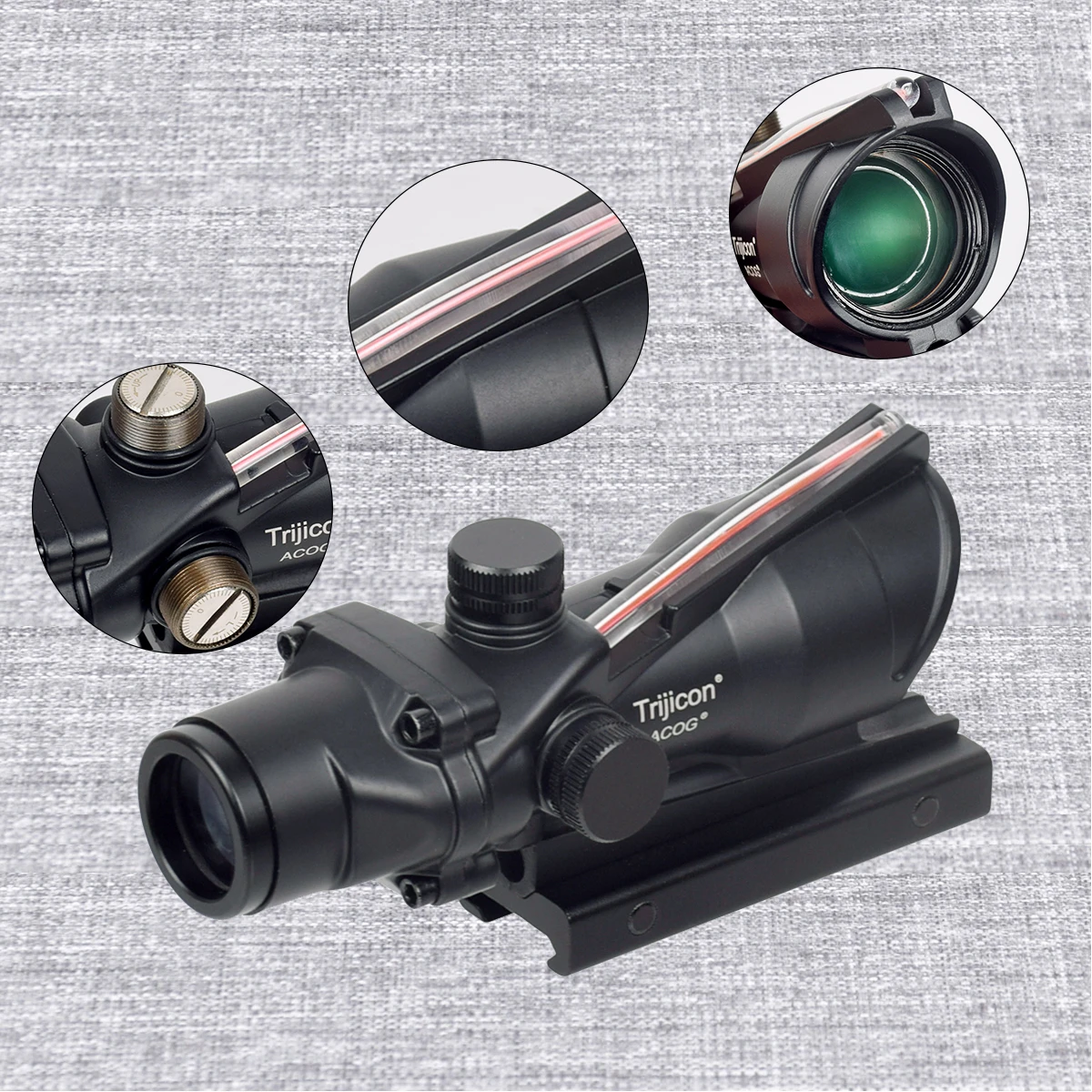 Trijicon-Real Fiber Optics Rifle Scope, Red Green Dot, RMR Hunting Sight, Killflash Cover Cap, 186.G, Loupe 4X32 4X