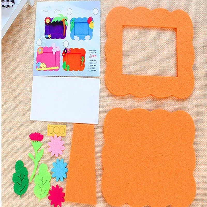 Children Handmade DIY Photo Frame Puzzle Toys Non-woven Pretty Printed Kids Handmade Decoration Early Education Creative Frame