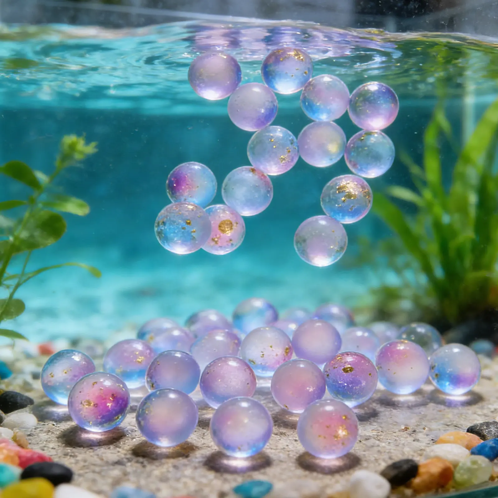

50pcs Fish tank frosted glass beads aquarium Glass Balls ornament No Hole Marble Vase Filler Decor FishTank micro landscape deco