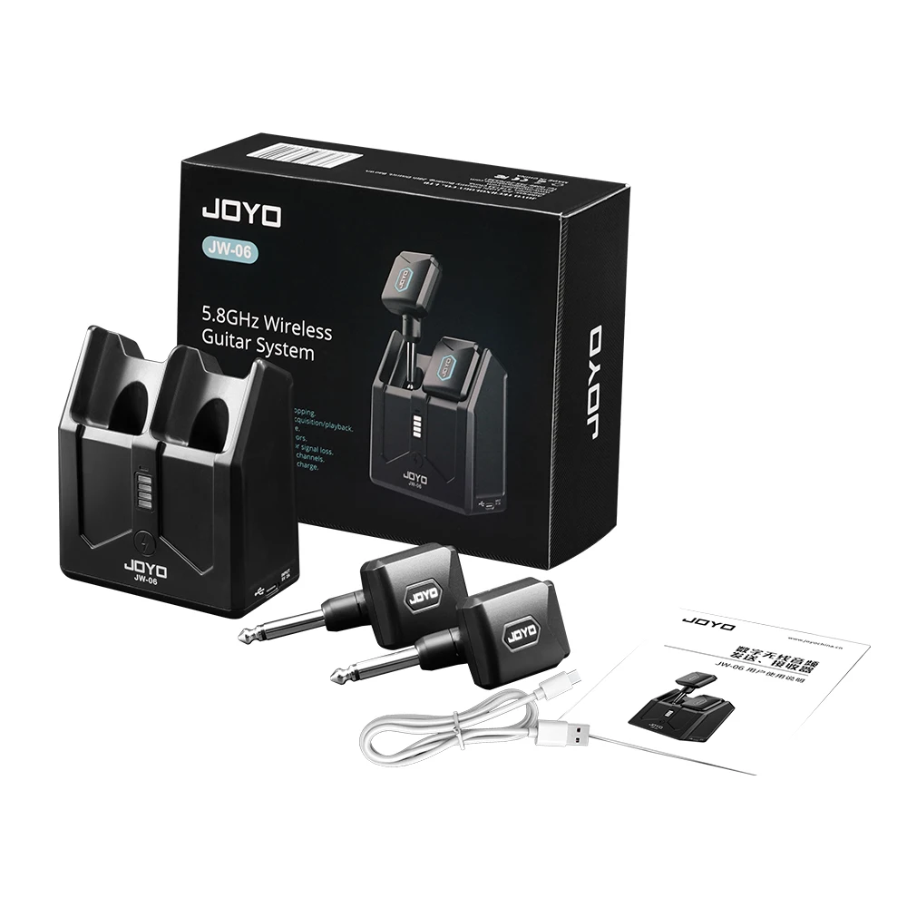 JOYO JW-06 Wireless Guitar System 5.8GHz Digital Wireless Guitar Low latency Transmitter and Receiver with Portable Charging Box