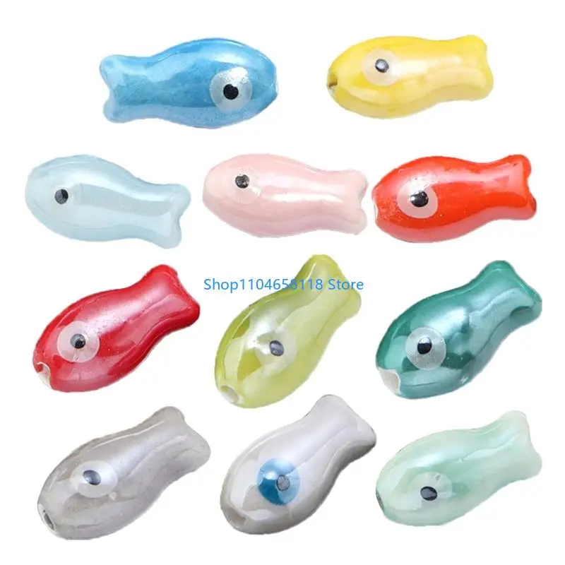 

10Pcs Handpainted Ceramic Fish Beads Vibrant Colorful Spacers For DIY Necklace Earring Jewelry Craft Accessories