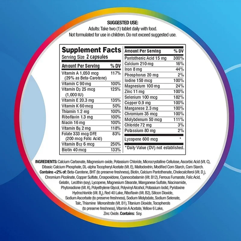 Multivitamins and Minerals, Energy, Muscle Mass, Immunity, Antioxidants, Immunity, Metabolism, Men\'s Nutritional Supplements