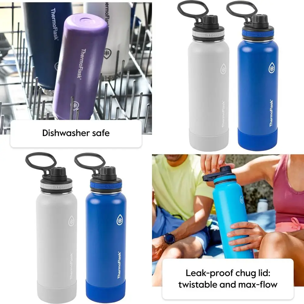 

Double-Walled Vacuum Insulated Stainless Steel Water Bottles - 40 oz, BPA-Free, Leakproof, Dishwasher Safe - Keeps Cold 24 Hrs,